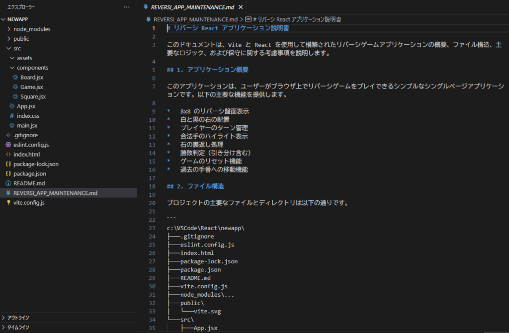 作成されたプロジェクト概要のファイル